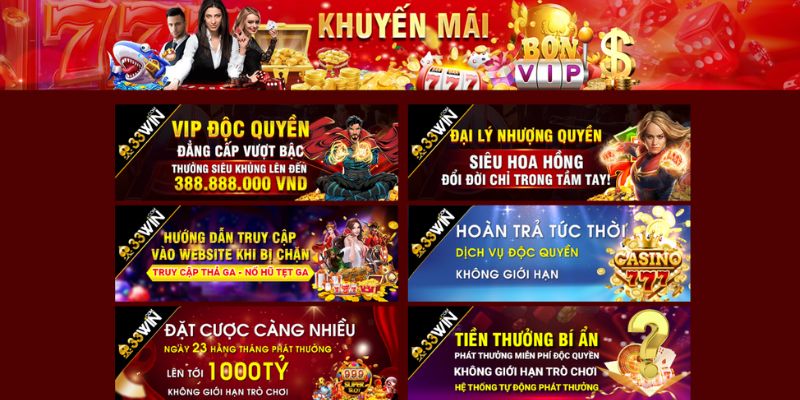 Tổng hợp khuyến mãi dành cho sảnh Casino 33Win